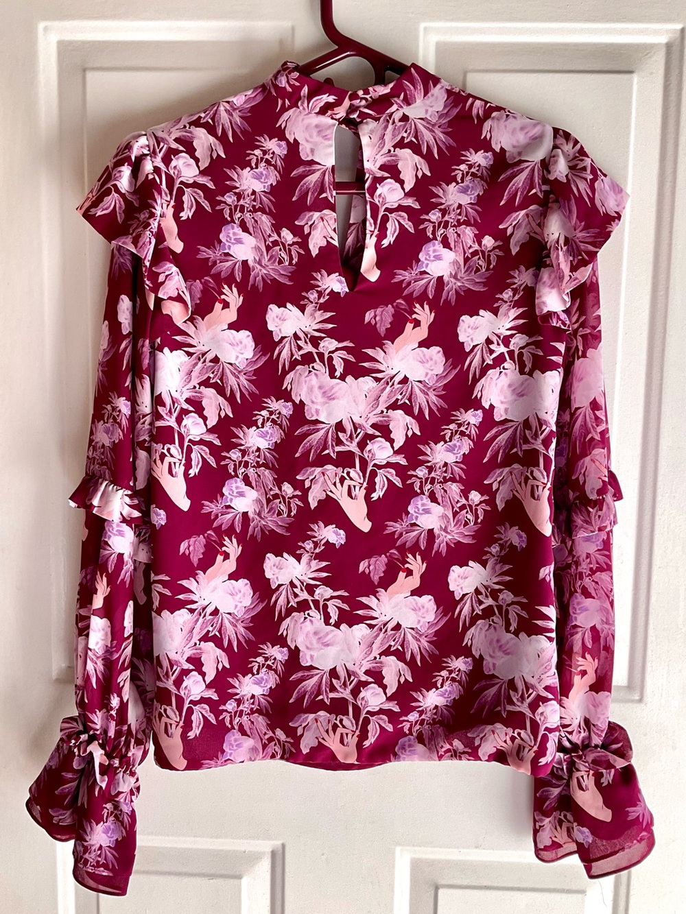 Three Floor β Florry Georgette Asymmetrical Ruffle Choker Blouse Floral 2 - Picture 13 of 17